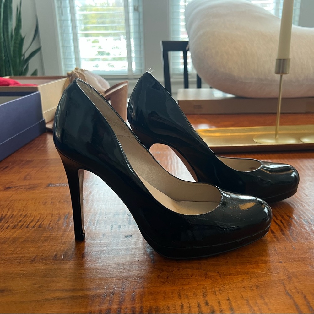LK Bennett Black Patent Leather Platform Pumps - Size 39